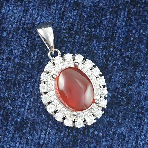 گردنبند عقیق یمنی سرخ زنانه نقره ساده