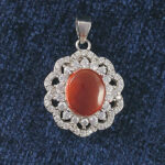 گردنبند نقره زنانه طرح آیلین با سنگ عقیق یمنی سرخ - Image 2