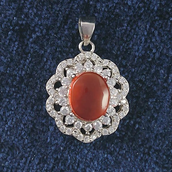 گردنبند نقره زنانه طرح آیلین با سنگ عقیق یمنی سرخ - Image 2