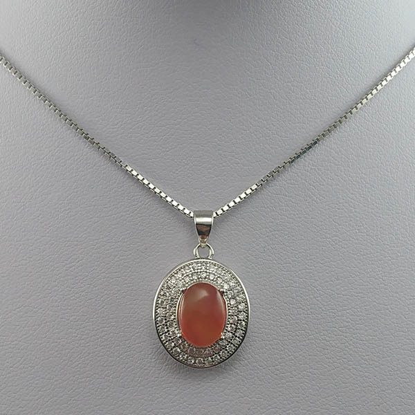 گردنبند نقره زنانه طرح شکیبا با سنگ عقیق یمنی سرخ - Image 2