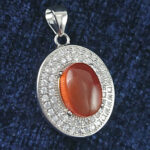 گردنبند نقره زنانه طرح شکیبا با سنگ عقیق یمنی سرخ