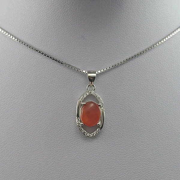گردنبند نقره زنانه طرح هدی با سنگ عقیق یمنی سرخ - Image 2