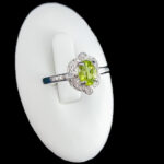 انگشتر زبرجد الماس تراش نقره زنانه طرح مینا