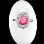 انگشتر نقره زنانه طرح الهام با سنگ یاقوت سرخ الماس تراش - Image 3