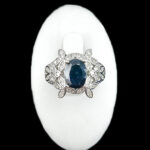 انگشتر نقره زنانه طرح بارانا با سنگ یاقوت کبود الماس تراش - Image 3