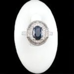 انگشتر نقره زنانه طرح ترنج با سنگ یاقوت کبود الماس تراش - Image 3