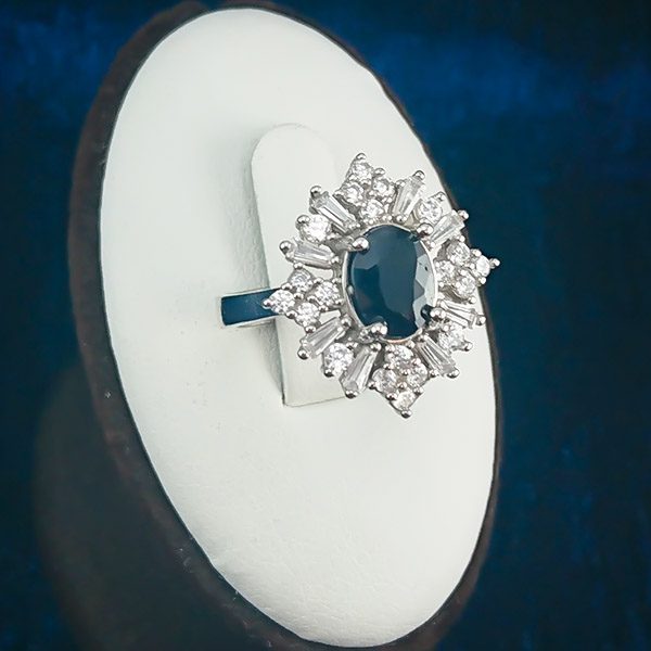 انگشتر یاقوت کبود زنانه نقره