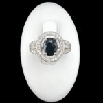 انگشتر نقره زنانه طرح یگانه با سنگ یاقوت کبود الماس تراش - Image 3