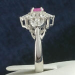 انگشتر نقره زنانه طرح شیرین با سنگ یاقوت سرخ الماس تراش - Image 2