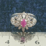 انگشتر نقره زنانه طرح شیرین با سنگ یاقوت سرخ الماس تراش - Image 3