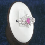 انگشتر نقره زنانه طرح شیرین با سنگ یاقوت سرخ الماس تراش