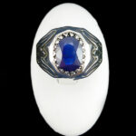 انگشتر نقره مردانه طرح ارسلان با سنگ یاقوت کبود الماس تراش - Image 2