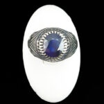 انگشتر نقره مردانه طرح عرشیا با سنگ یاقوت کبود الماس تراش - Image 4