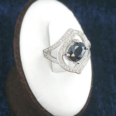 رکاب زنانه یاقوت کبود با آبکاری طلا سفید