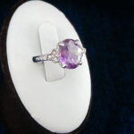 انگشتر نقره زنانه طرح باران با نگین آمیتیست