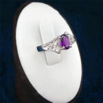 انگشتر نقره زنانه طرح لیلی با نگین آمیتیست