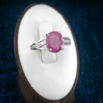 انگشتر نقره زنانه طرح پریچهر با سنگ یاقوت سرخ الماس تراش