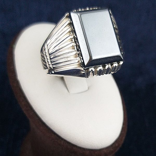 انگشتر حدید هفت جلاله مردانه نقره دست ساز