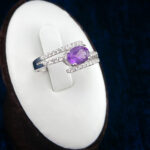 انگشتر نقره زنانه طرح ترلان با نگین آمیتیست