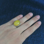 انگشتر نقره مردانه طرح فاخر دور طلایی پاسارگاد با سنگ الماس تراش شرف الشمس + حکاکی - Image 2