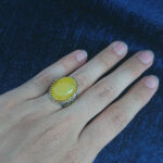 انگشتر نقره مردانه طرح فاخر دور طلایی پاسارگاد با سنگ الماس تراش شرف الشمس + حکاکی - Image 5