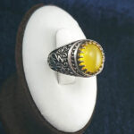 انگشتر نقره مردانه طرح منقش یا محمد با سنگ شرف الشمس + حکاکی