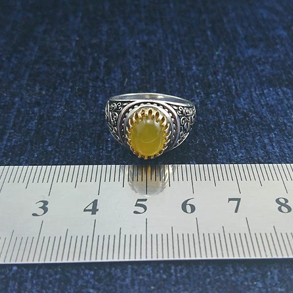 انگشتر نقره مردانه طرح منقش یا محمد با سنگ شرف الشمس + حکاکی - Image 4