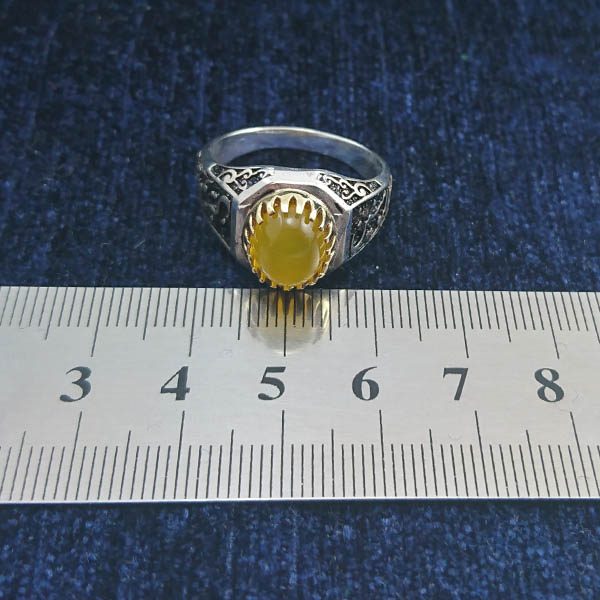 انگشتر نقره مردانه طرح حیدر امیرالمومنین با سنگ شرف الشمس + حکاکی - Image 3