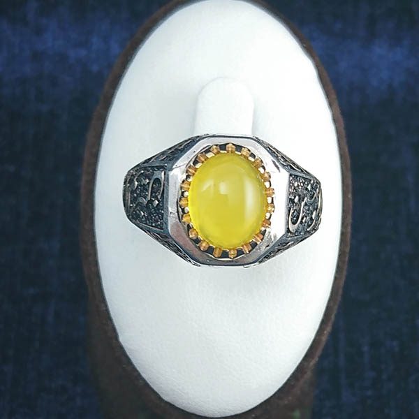 انگشتر نقره مردانه طرح حیدر امیرالمومنین با سنگ شرف الشمس + حکاکی - Image 4