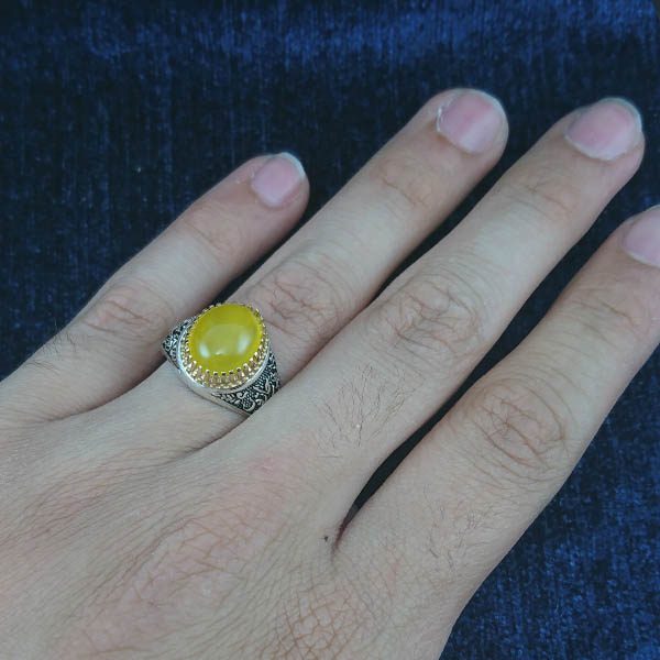 انگشتر نقره مردانه طرح یا رقیه خاتون با سنگ شرف الشمس + حکاکی - Image 2