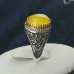 انگشتر نقره مردانه طرح یا رقیه خاتون با سنگ شرف الشمس + حکاکی - Image 4