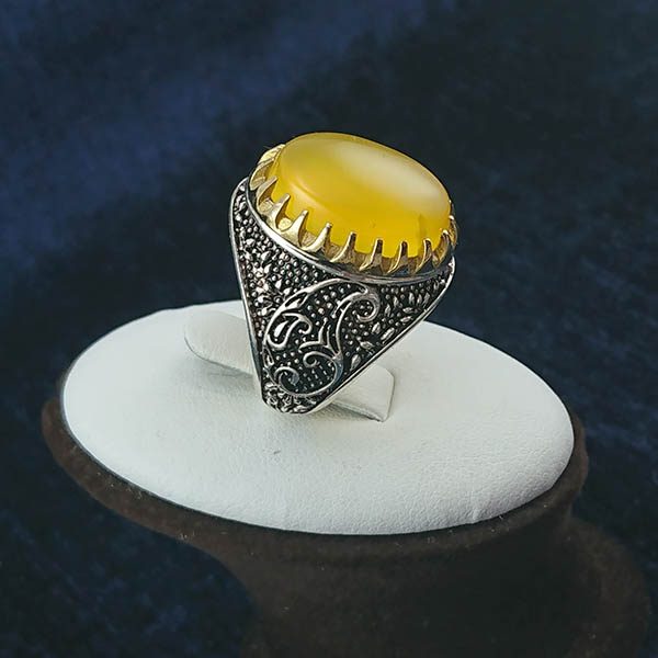 انگشتر نقره مردانه طرح فاخر طاها با سنگ شرف الشمس + حکاکی - Image 3