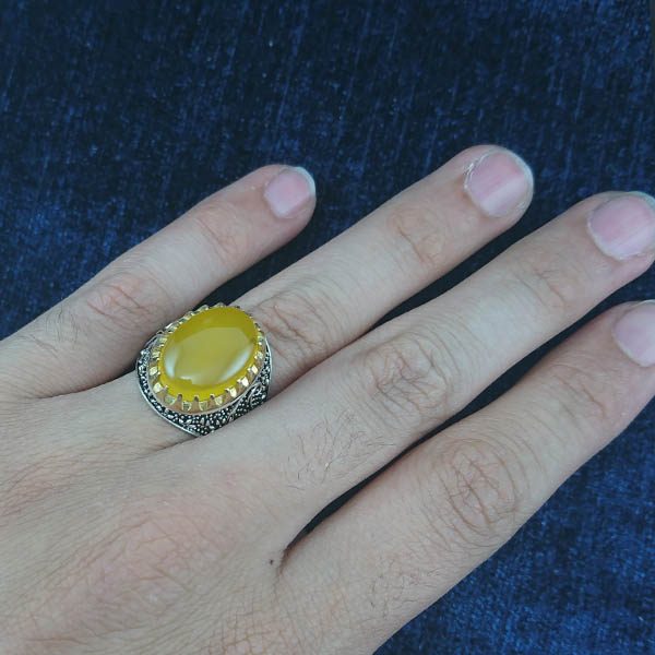 انگشتر نقره مردانه طرح فاخر طاها با سنگ شرف الشمس + حکاکی - Image 4