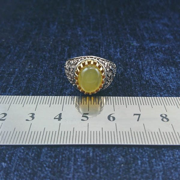 انگشتر نقره مردانه طرح یا مهدی با سنگ شرف الشمس + حکاکی - Image 4