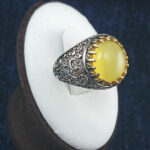 انگشتر نقره مردانه طرح یا مهدی با سنگ شرف الشمس + حکاکی