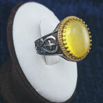 انگشتر نقره مردانه طرح ماهان با سنگ شرف الشمس + حکاکی