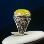 انگشتر نقره مردانه طرح یا حسین یا اباالفضل با سنگ شرف الشمس + حکاکی - Image 7
