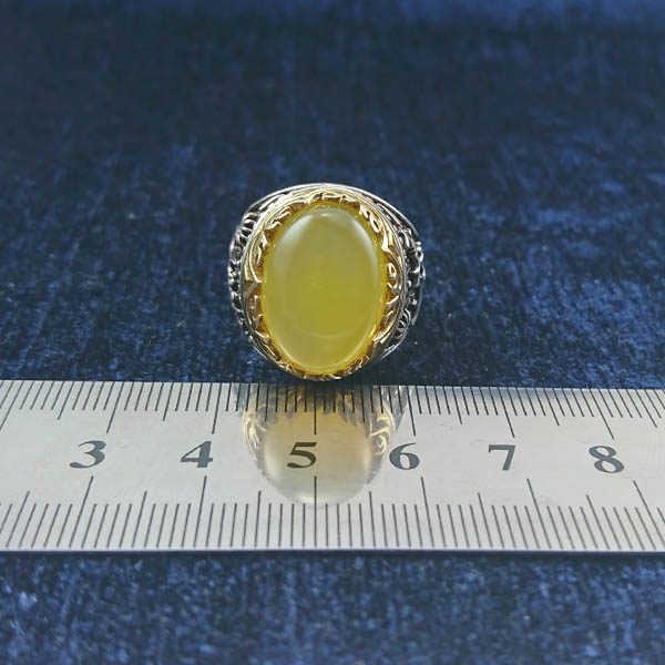 انگشتر نقره مردانه طرح یا حسین یا اباالفضل با سنگ شرف الشمس + حکاکی - Image 4