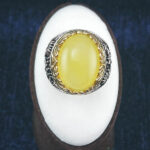 انگشتر نقره مردانه طرح یا حسین یا اباالفضل با سنگ شرف الشمس + حکاکی - Image 5