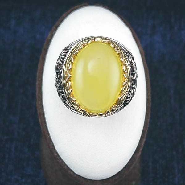 انگشتر نقره مردانه طرح یا حسین یا اباالفضل با سنگ شرف الشمس + حکاکی - Image 5