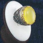 انگشتر نقره مردانه طرح یا حسین یا اباالفضل با سنگ شرف الشمس + حکاکی