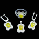 ست نقره زنانه طرح شایسته با نگین شرف شمس + حکاکی - Image 6