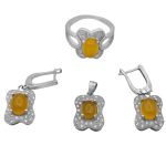 ست نقره زنانه طرح شایسته با نگین شرف شمس + حکاکی