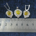 ست نقره زنانه طرح شکفته با نگین شرف شمس + حکاکی - Image 3