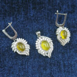 ست نقره زنانه طرح شکفته با نگین شرف شمس + حکاکی - Image 5