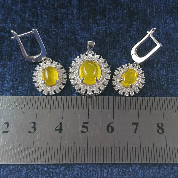 ست نقره زنانه طرح فریبا با نگین شرف شمس + حکاکی - Image 3