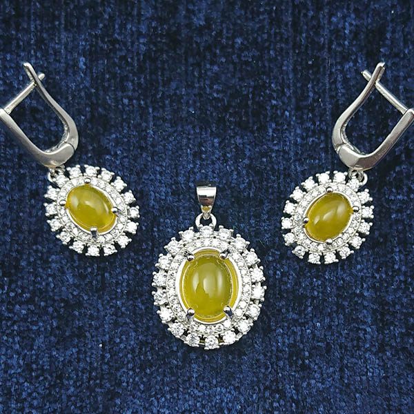 ست نقره زنانه طرح فریبا با نگین شرف شمس + حکاکی - Image 4