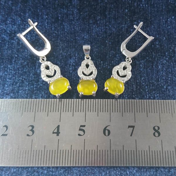 ست نقره زنانه طرح زلیخا با نگین شرف شمس + حکاکی - Image 4