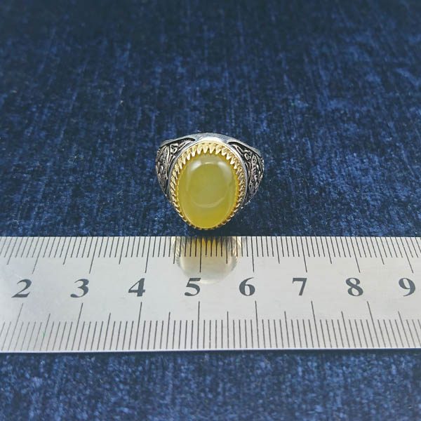 انگشتر نقره مردانه طرح بنیامین با سنگ شرف الشمس + حکاکی - Image 5