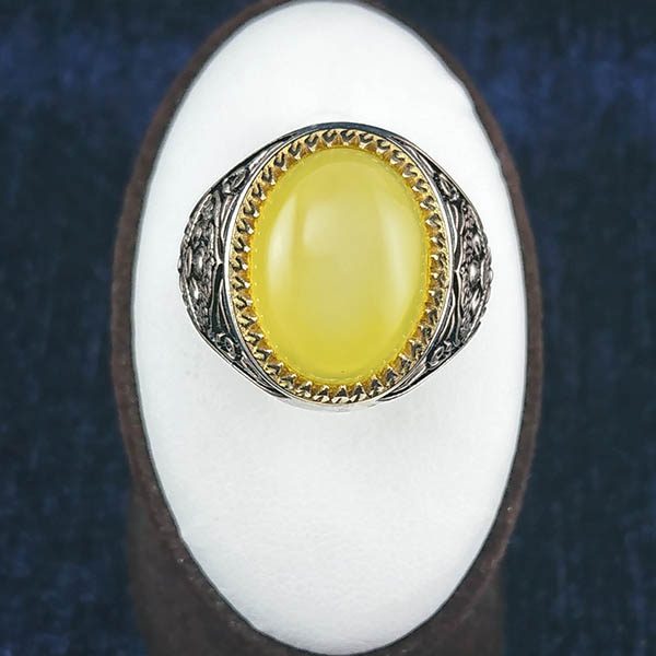 انگشتر نقره مردانه طرح بنیامین با سنگ شرف الشمس + حکاکی - Image 2